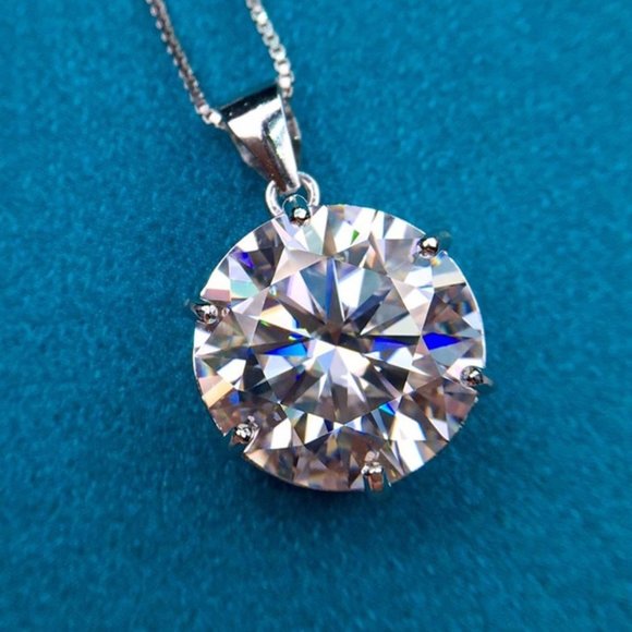 Certified 10ct. t.w. Moissanite Diamond Solitaire Pendant Necklace NEW - Picture 6 of 11
